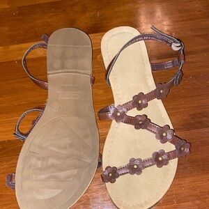 Brown Floral Women's Sandals